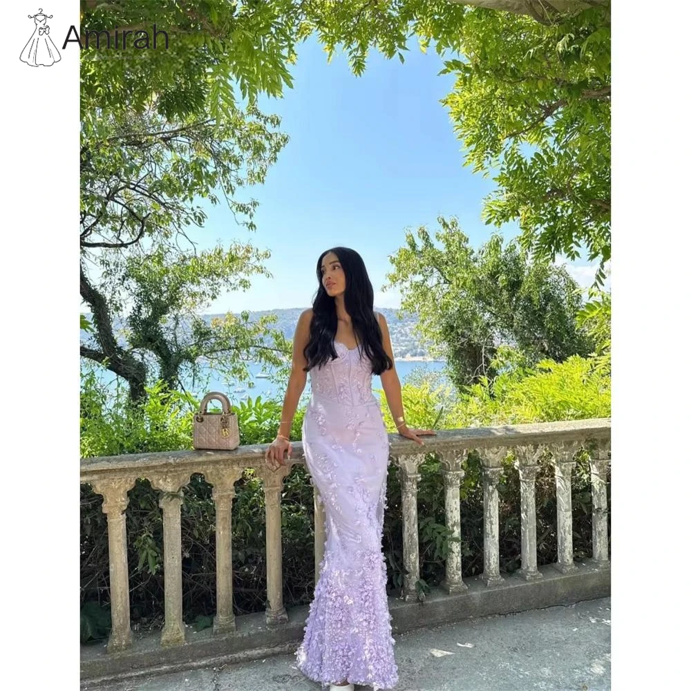 アミラ 3Dフラワー イブニングドレス D/パーティー フィッシュテール ボールガウン カスタムメイド ウェディングドレス オフショルダー プロムドレス 高級 2025