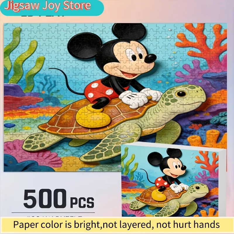 

2D Flat, 500pcs Disney Stitch & Mickey Mouse Puzzle Suitable for Adults - Challenging 2D Flat Panel Pieces, Nostalgic Animatio