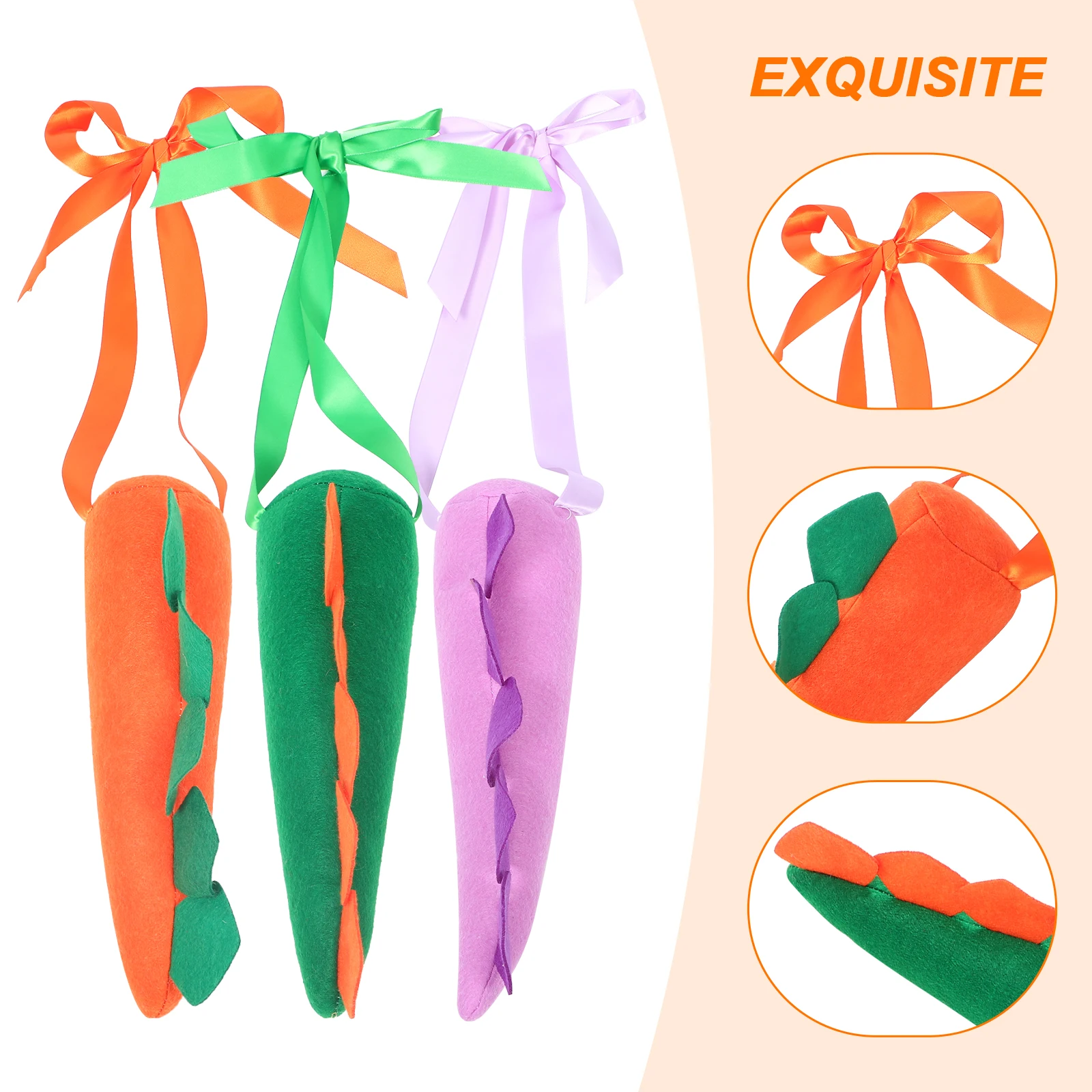 

3pcs Dinosaur Tail Props Kids Costume Accessory Purple Green Orange Felt Lightweight Stage Performance Halloween Party