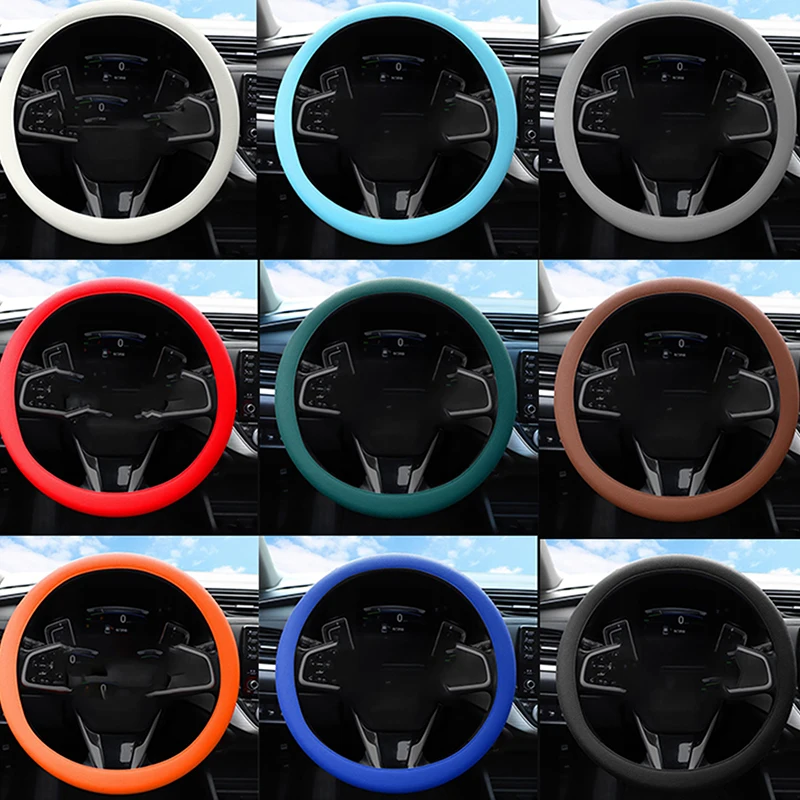 Car Universal Silicone Steering Wheel Cover Elastic Glove Cover Texture Soft Multi Color Auto Decoration DIY Accessories