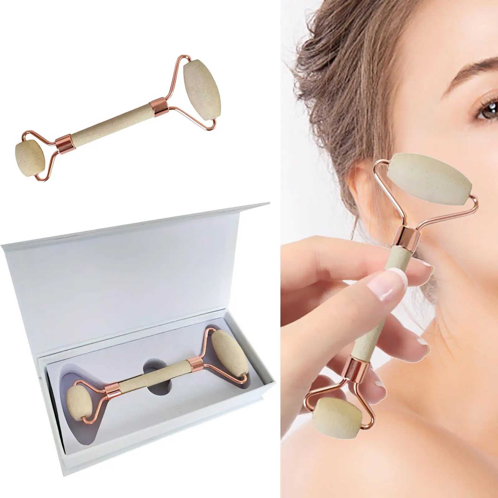 Double Headed Volcanic Face Roller Eye Roller Gifts Skincare Tools Soothing Oil