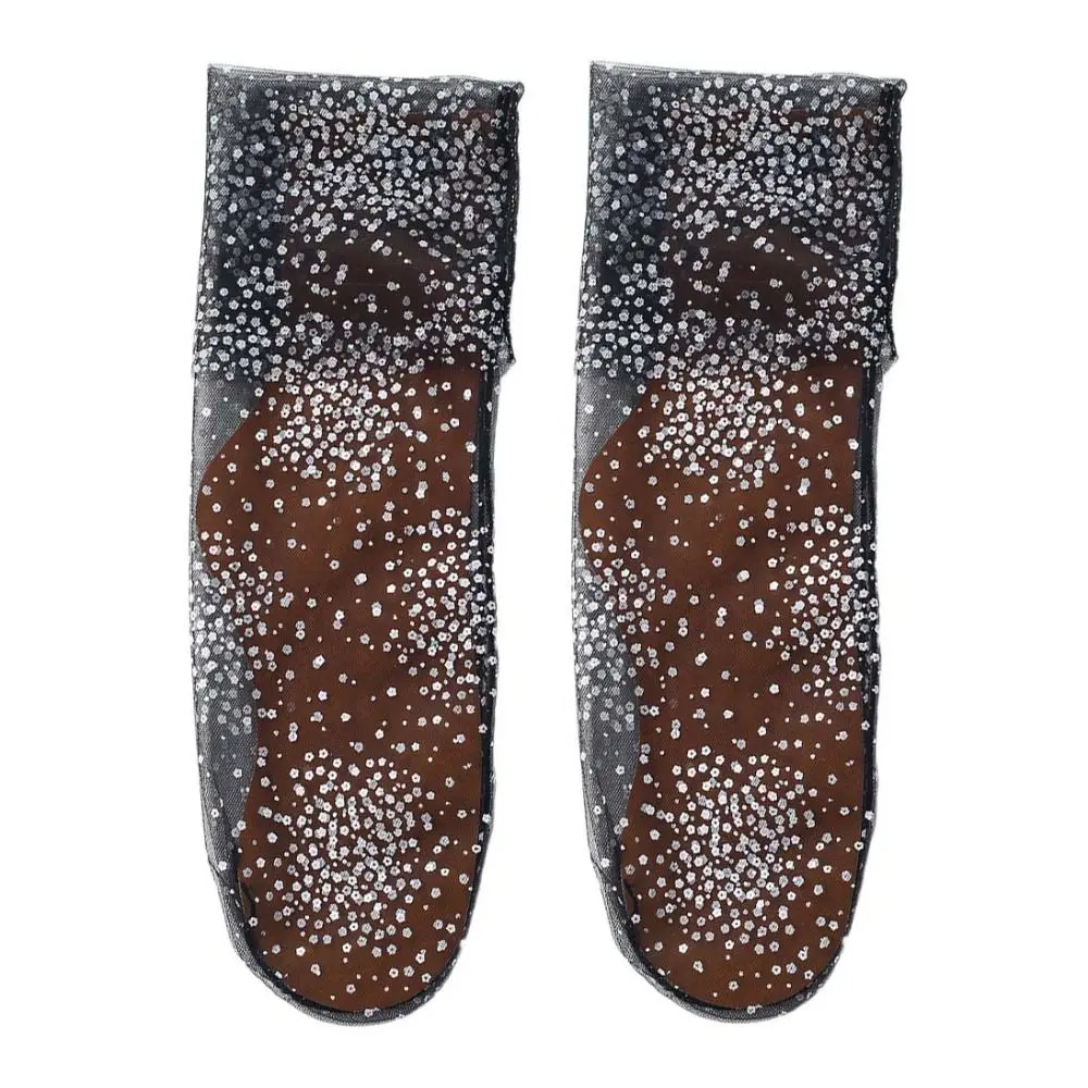 

Slouchy Transparent Tulle Flower Short Socks Thin Sheer Lace Mesh Floral Middle Tube Socks Ultra-Thin Quick Dry Summer