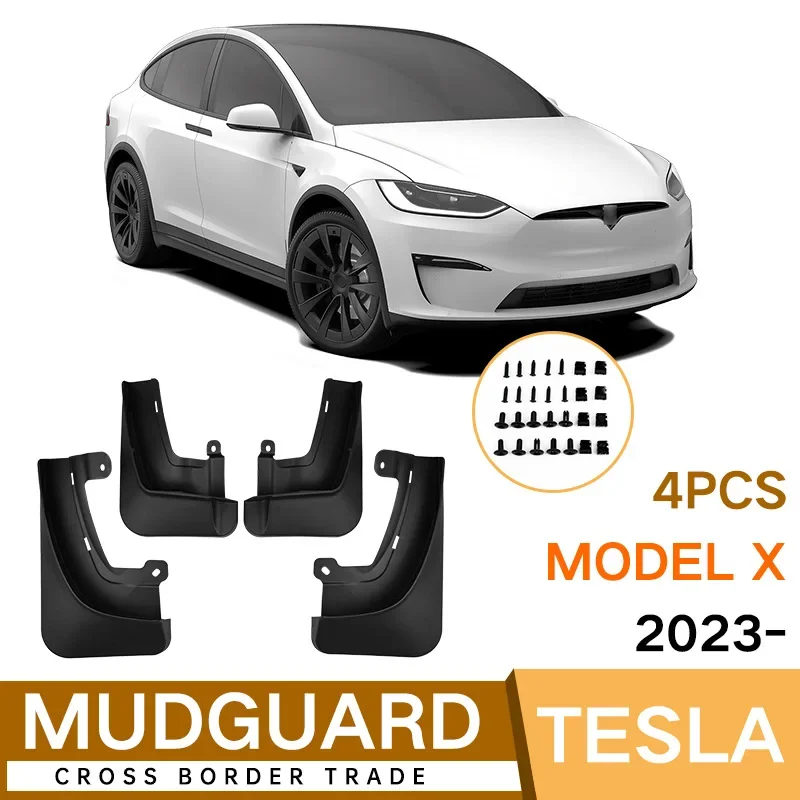 

For Tesla Model X 2023 black car mudguard Reduce dust Resist tire dirt car accessories tools