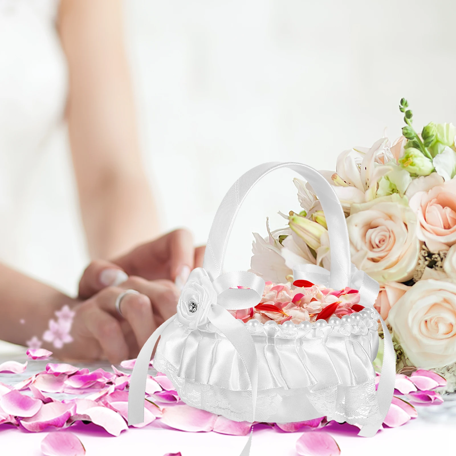 

4 Pcs Small Flower Basket Flowers Girls Mini Floral Baskets Wedding Hand Held Rattan Cute