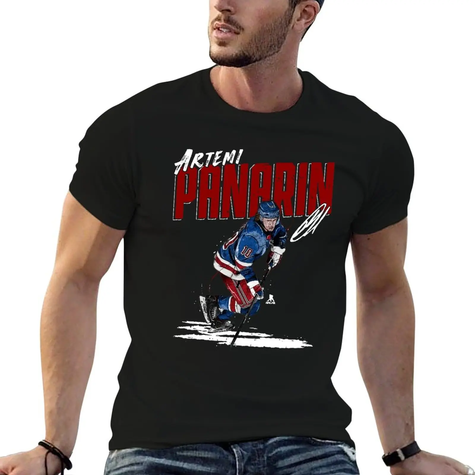 Artemi Panarin New York Hockey Raglan Tee Artemi Panarin Chisel T-Shirt graphics tops blue archive vintage t shirt men