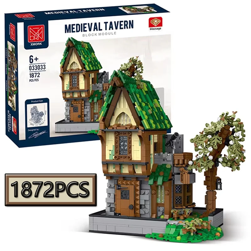 

1872PCS MOC City Medieval Street View Tavernr Model Assembly Street View Building House Bricks Building Blocks Children's Toys