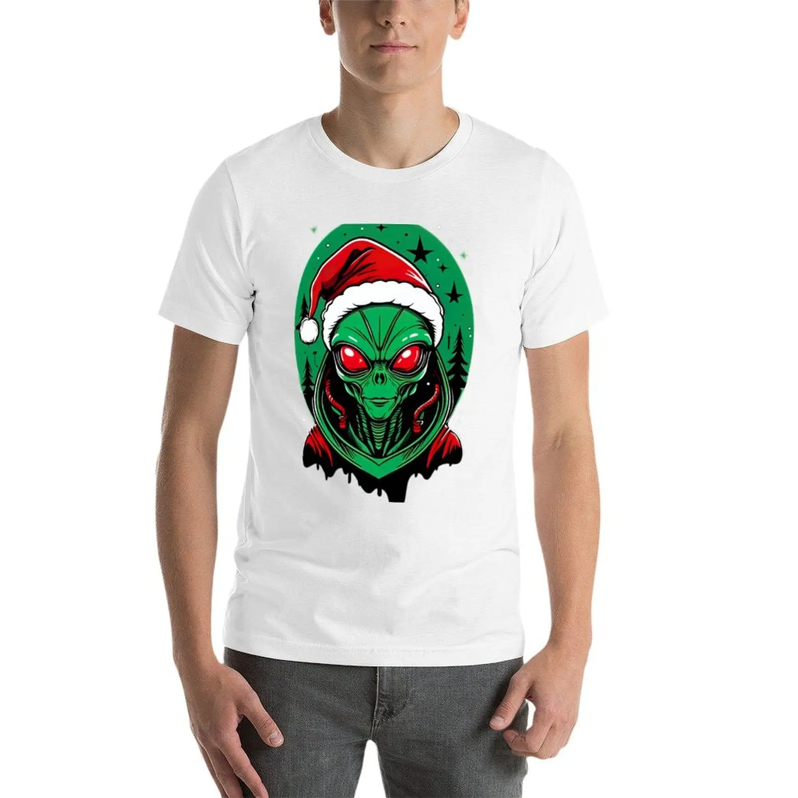 Alien Xmas T-Shirt cotton t shirt man cotton tshirt 100% T-Shirt