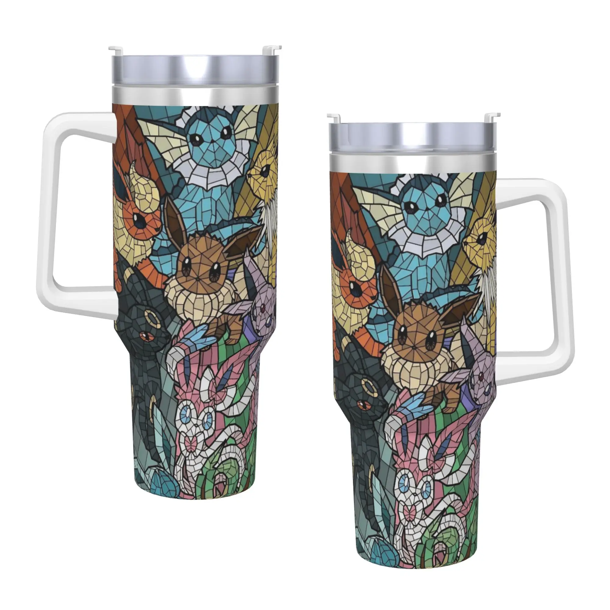 

Стакан с изображением покемонов, 40 унций, дорожная кружка из нержавеющей стали с двойными стенками и вакуумной изоляцией, с соломой