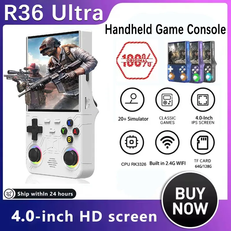 

Новая игровая консоль R36 ULTRA с открытым исходным кодом Linux System 4,0 дюйма IPS Портативная игра 64G 20000+ игр Ретро Карманный плеер