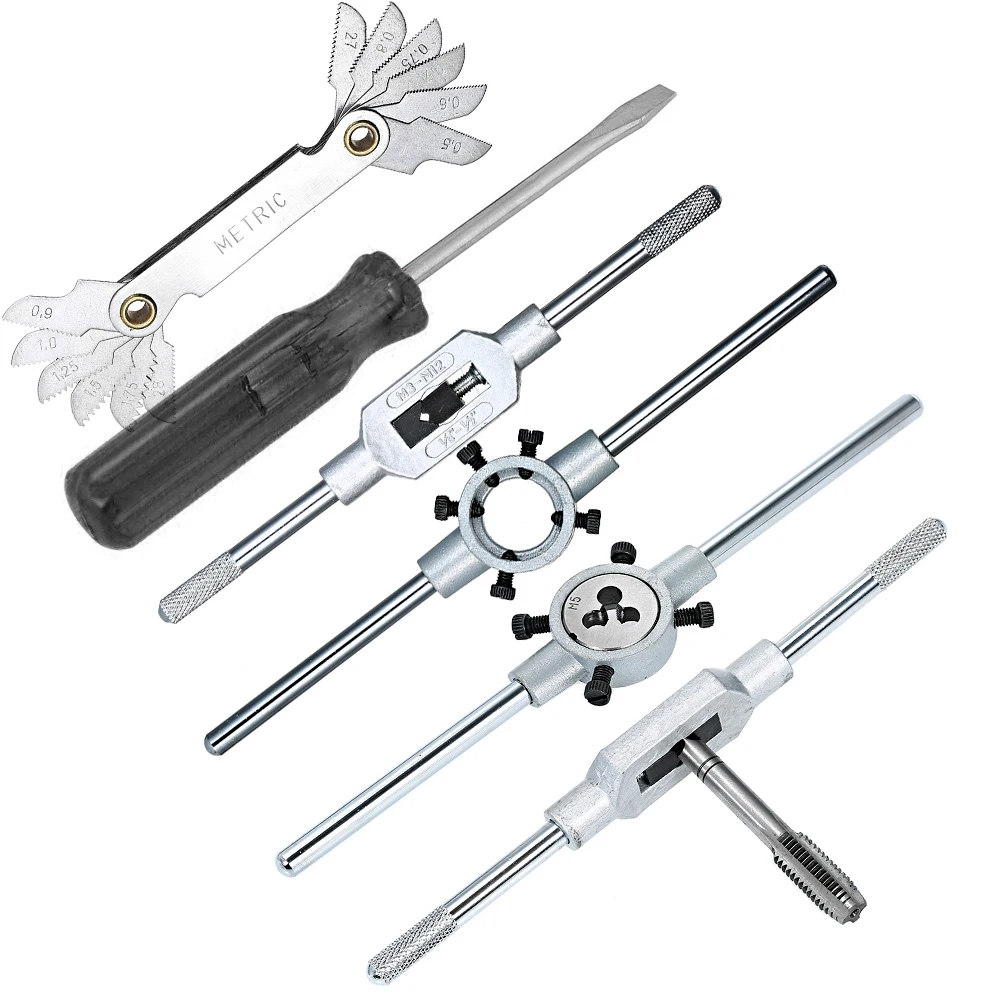 32 PCS HSS Tap and Die Set Metric Wrench Cut M3-M12 Tap and Die Set Metric Threading Tool Set Engineer Kit with Metal Case