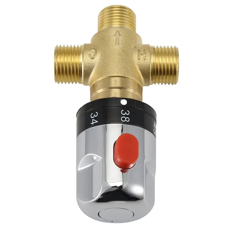 ABVG-Thermostatic Mixing Valve Solid Brass G1/2 For Shower System Water Temperature Control Pipe Basin Thermostat Control