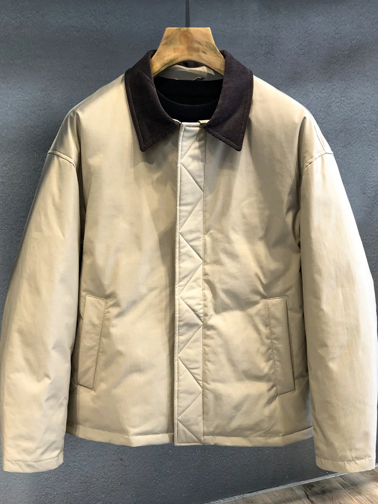 

Повседневная хлопковая куртка, мужская верхняя одежда, новинка зимы, модное американское пальто с воротником для отдыха, молния обычной длины