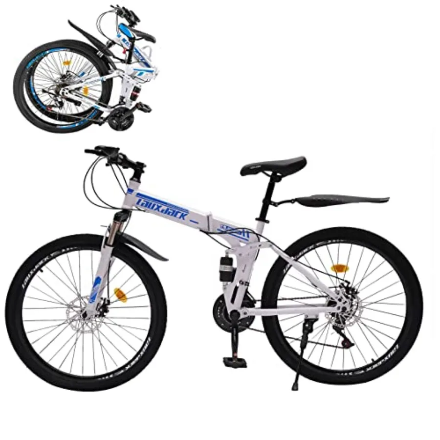 26 دراجة المدينة القابلة للطي للبالغين مع نظام تروس 21 سرعة، تصميم قابل لضبط الارتفاع، مثالي للتنقل في الحضري والتخييم على الطرق Mo #1