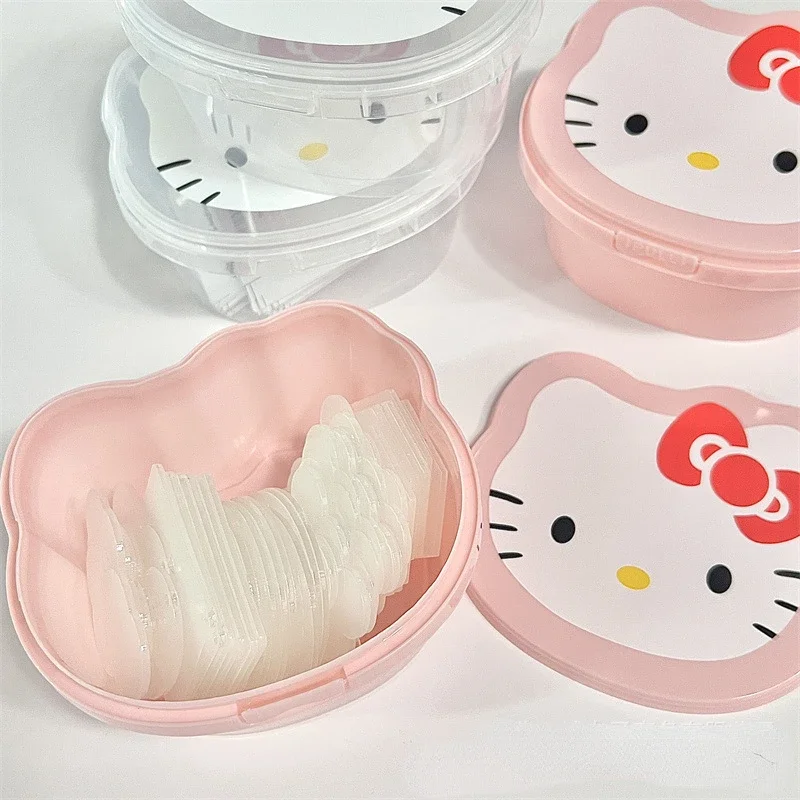 Sanrio Cute HelloKittys Storage Box Girls Rubber Band Cotton fioc cancelleria Daily Desktop Storage Boxs regali creativi per studenti