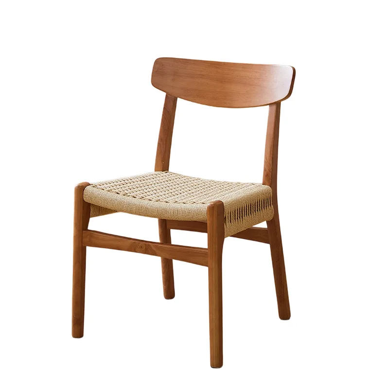 

Japanese-style original solid wood rope knitted dining table and chairs wabi sabi wind household cherry retro rattan knitted
