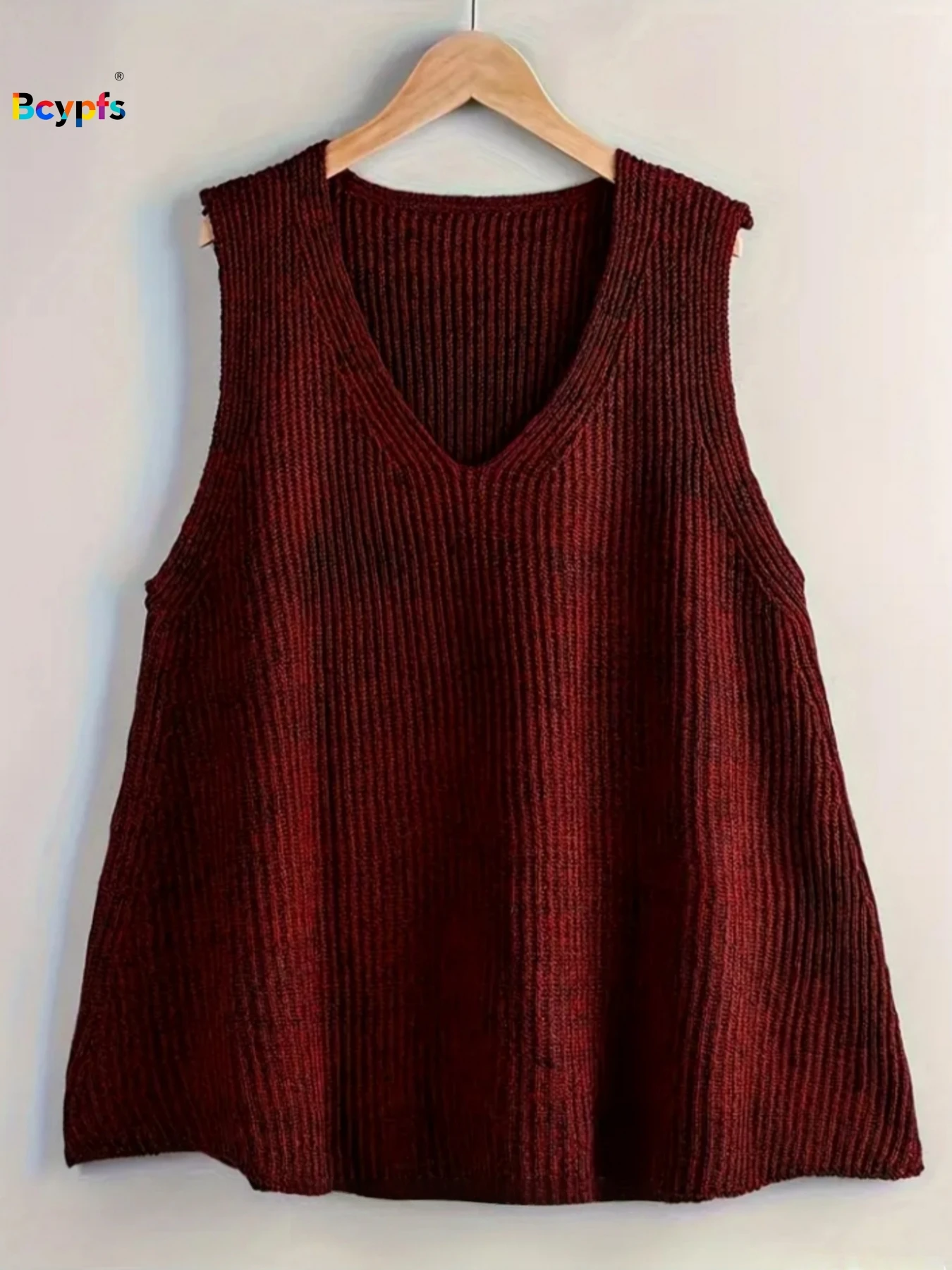 

Женский вязаный жилет-свитер – бордовый, с V-образным вырезом, в рубчик, без рукавов, свободного кроя, для осени, зимы, повседневной носки, офиса, поездок на работу