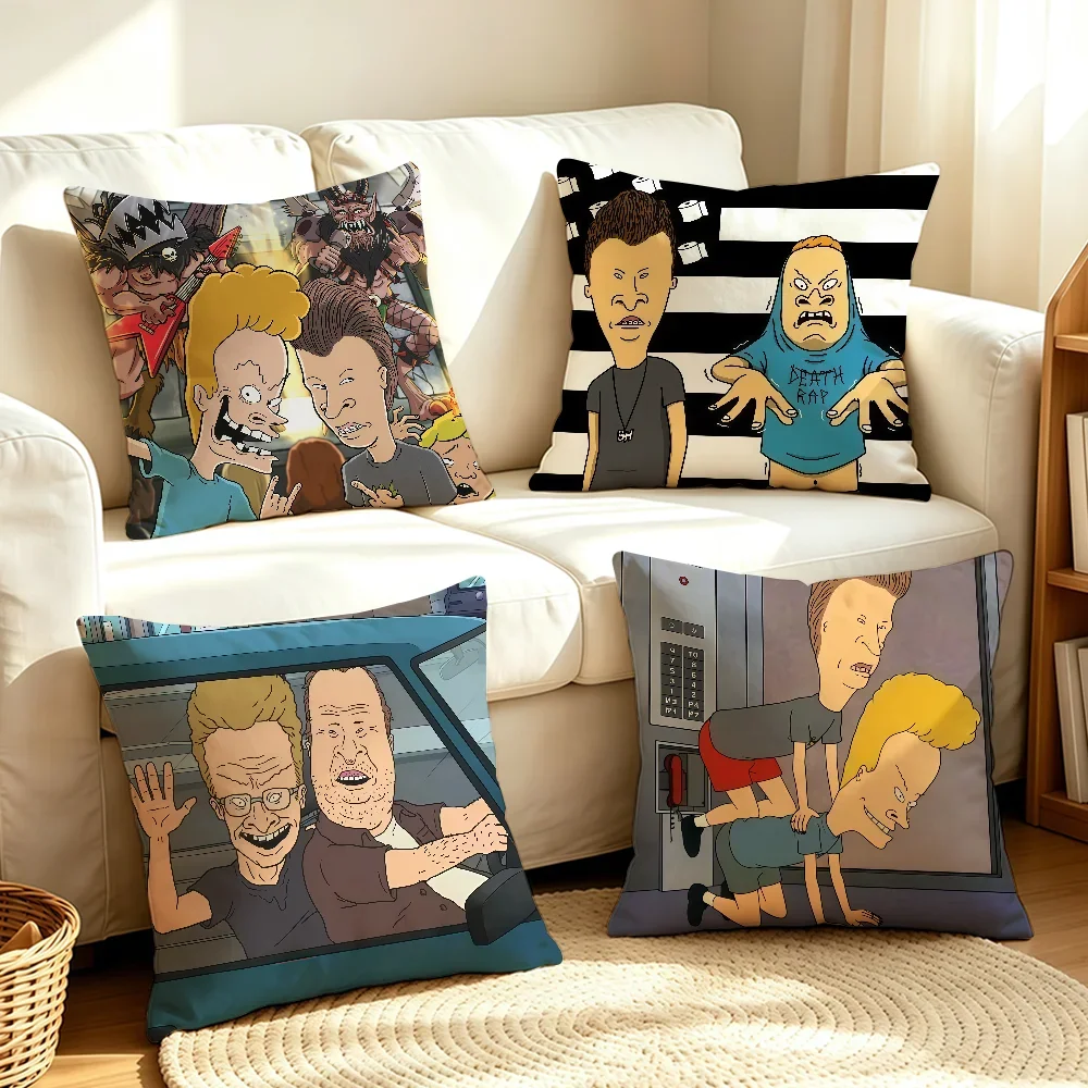Cartoon B-Beavis and Butt-Head-S cushion cover Soft Smooth Pillow Case Hidden Zipper Washable Decorative Couch Office Gift