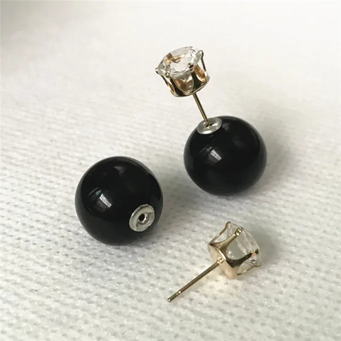 New Sales Genuine Brand Designed Trendy Cute Charm Double Simulated Pearl Ball Stud Earrings Jewelry Accessories