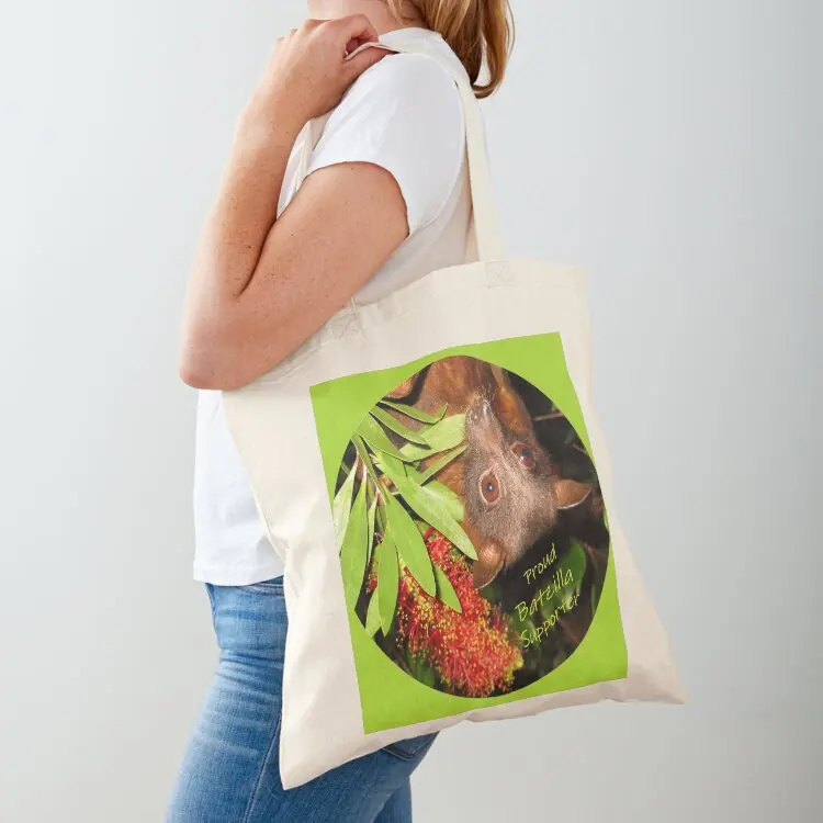 

Batzilla - Proud Supporter, flying fox with flower Tote Bag personalized tote Customizable tote bag Shopper handbag