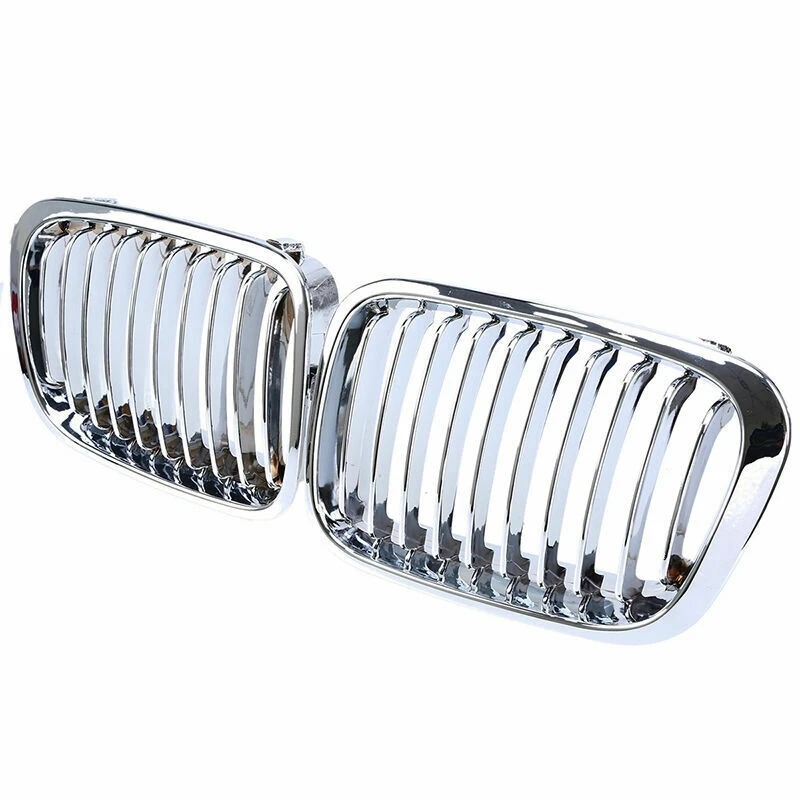 2X Chrome Front Hood Kidney Grille Grill for BMW 1998-2001 E46 320I 323I 325I 328I 330I 4-Door Sedan