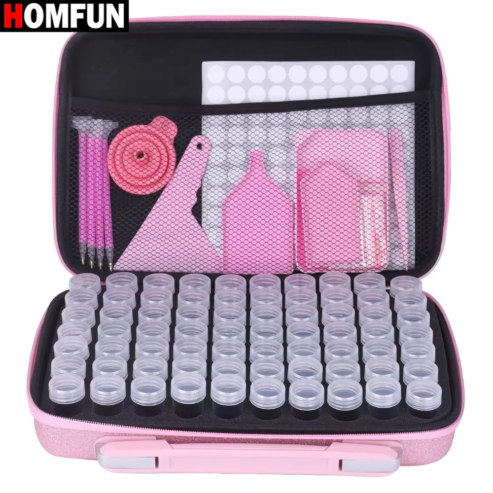 

HOMFUN Diamond Painting Glitter Storage Containers Accessories, Art Organizer, For Jewelry Beads Rhinestones (30/60/70 Slots)