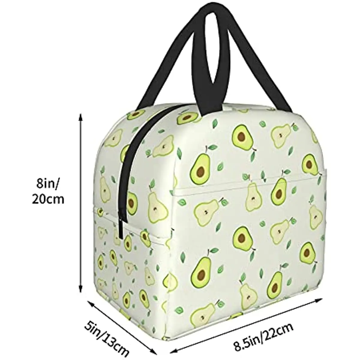 Fiambrera con aguacate para hombre y mujer, bolso de mano, contenedor de alimentos aislado