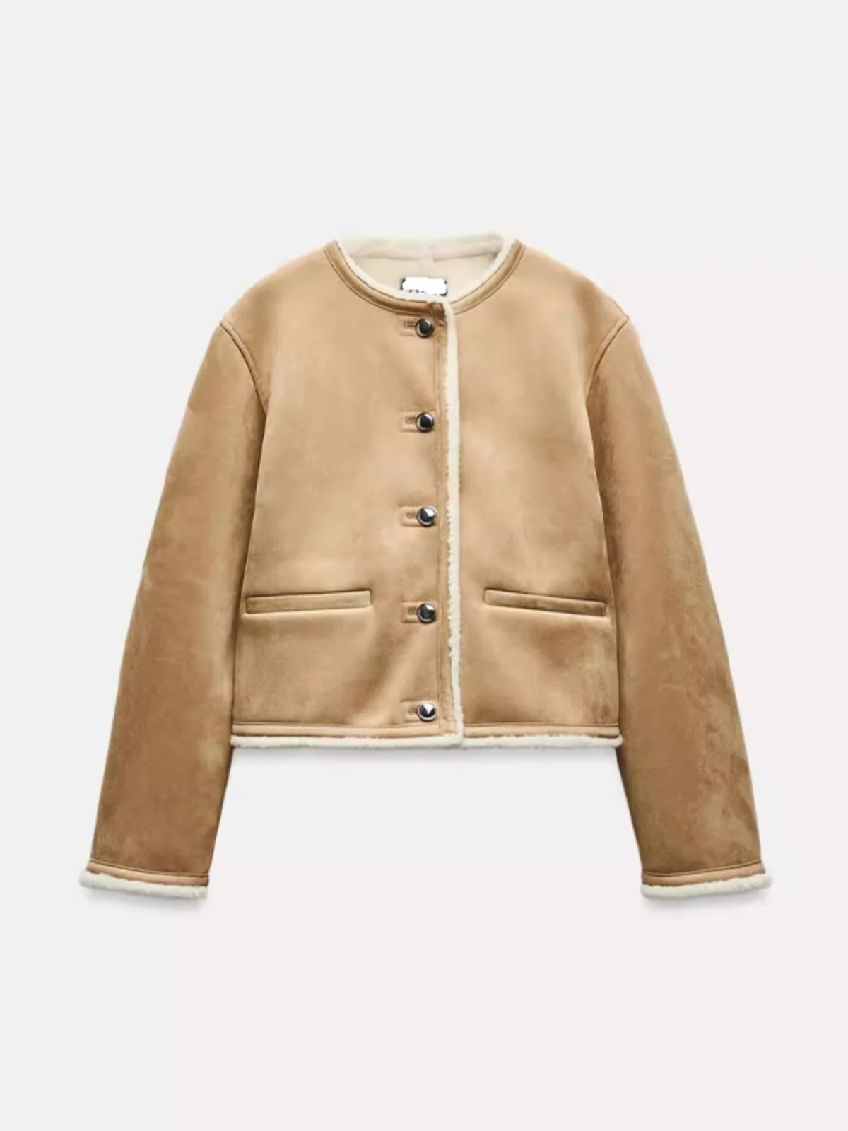 Early Winter Brown ort eepskin Suede Jaet Women's Thiened Warmth Inteated Leather Fur Coat Braided Corduroy Quilted