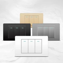 DELEFU 118*72mm PC Panel Parallel 3gang 2way Grey Black White Gold Wall Switch