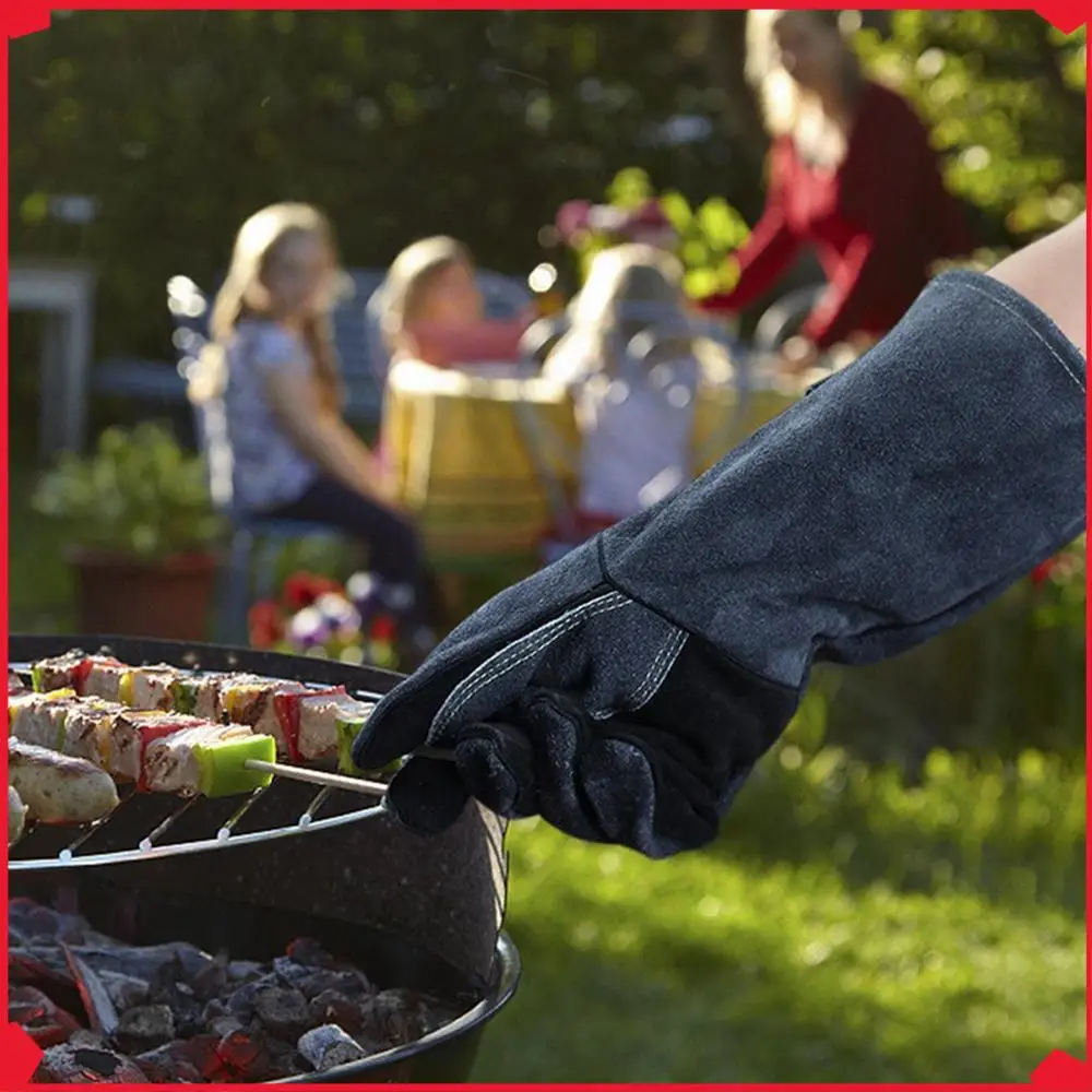 

B17B Garden Gloves Leather Welding Gloves For Mig/Stick Welders, Heat Resistant Gloves For BBQ/Fireplace