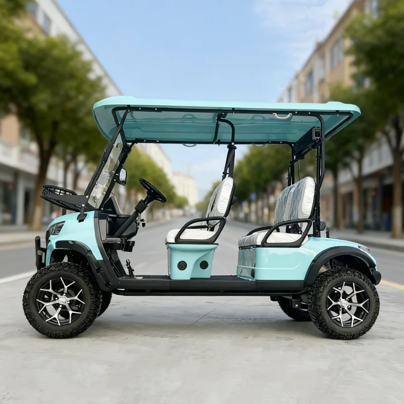 2025 Neues Modell Stil 2 4 6-Sitzer Sightseeing-Bus-Clubwagen mit 4-Rad-Scheibenbremsen Elektrischer Golf-Buggy-Jagdwagen