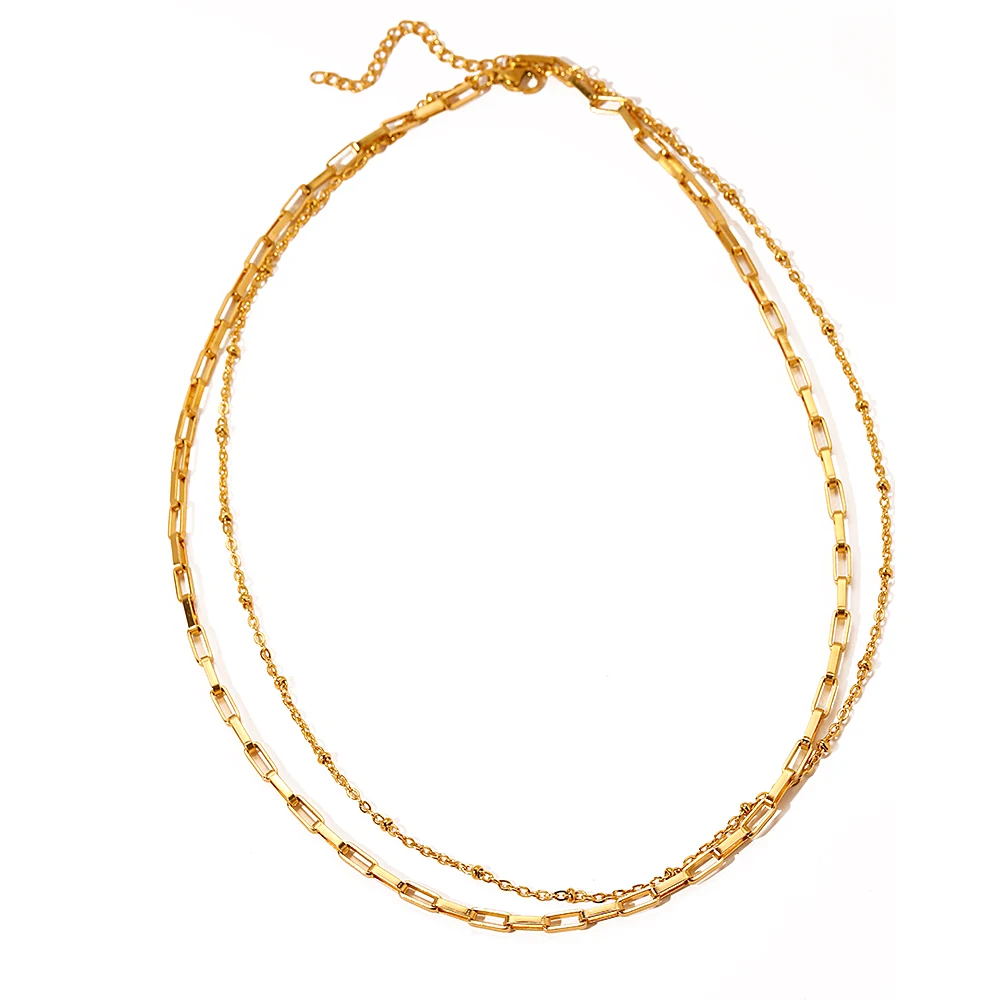 Stainless Steel Necklaces Minimalist Bilayer Clavicle Chain  Fashion Necklace For Women Jewelry Summer Seaside Beach Accessory