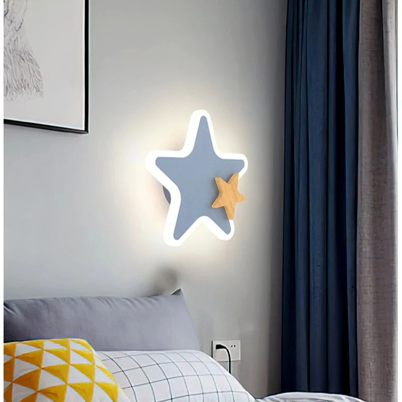 Modern LED Wall Lamp Nordic Rockets Moon Star Model Wall Light Indoor Lighting Home Decor For Bedroom Bedside Living Room Sconce