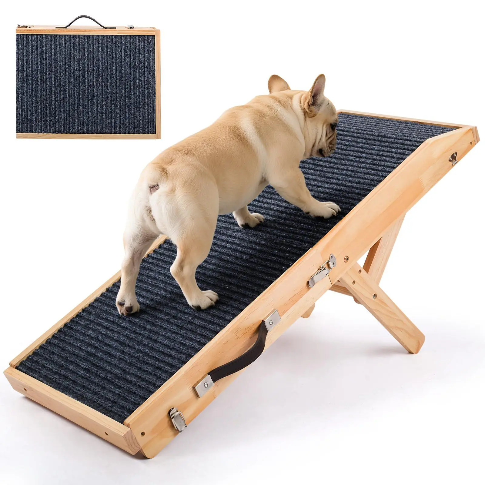 Wooden dog climbing frame Solid wood dog climbing ladder Steps Slope Non-slip Pet ladder Portable foldable dog climbing ladder