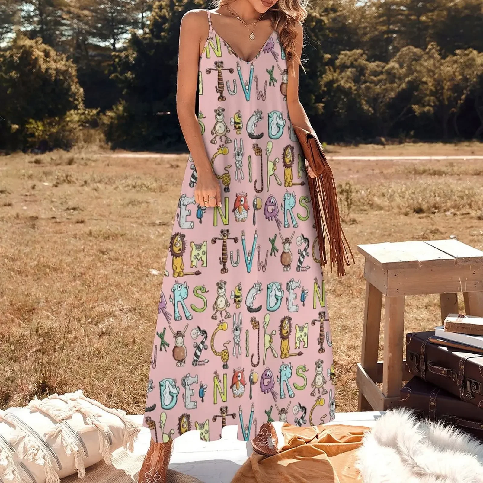 Funny colourful animal alphabet - comic - letters - animals Gift Sleeveless Dress prom dresses 2024 Dress