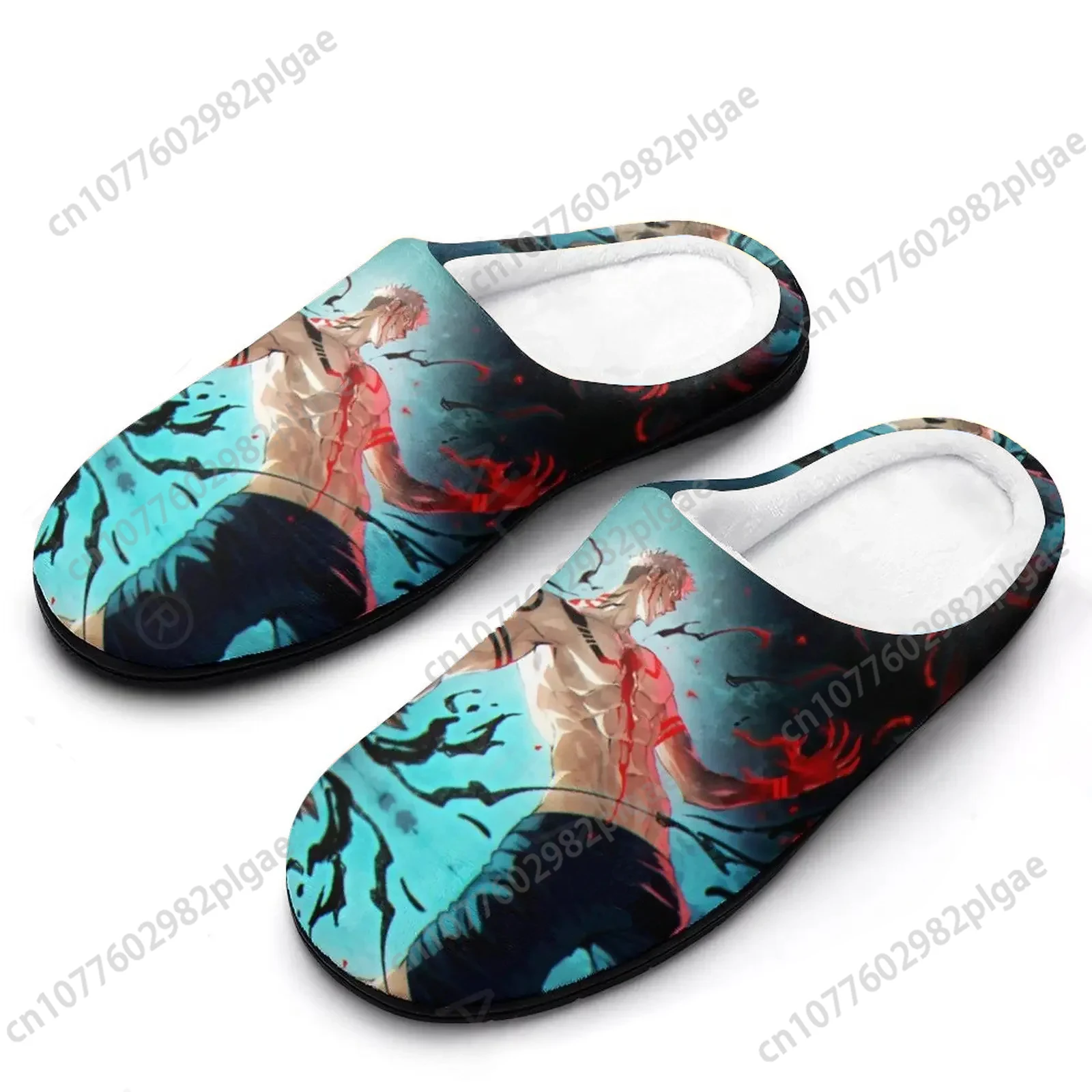 Sandales en peluche thermique pour hommes et femmes, chaussures décontractées, pantoufles pour dames, anime japonais, manga Jujutsu Kaimmense Gojo Satoru