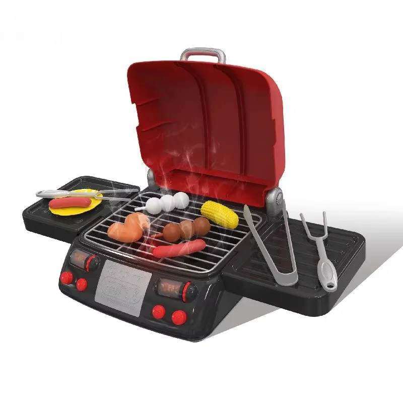 シミュレーションbbqキッチンバーベキューストーブおもちゃ女の子向け電動バーベキューストリングオーブンごっこ遊びフードセットごっこ遊び子供用おもちゃ