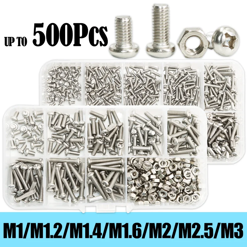 Little Screw Stainless Steel Glasses Watch Game Machine Screws Phillips Cross Round Head M1 M2 M3 Mini Motherboard CPU Nuts Bolt