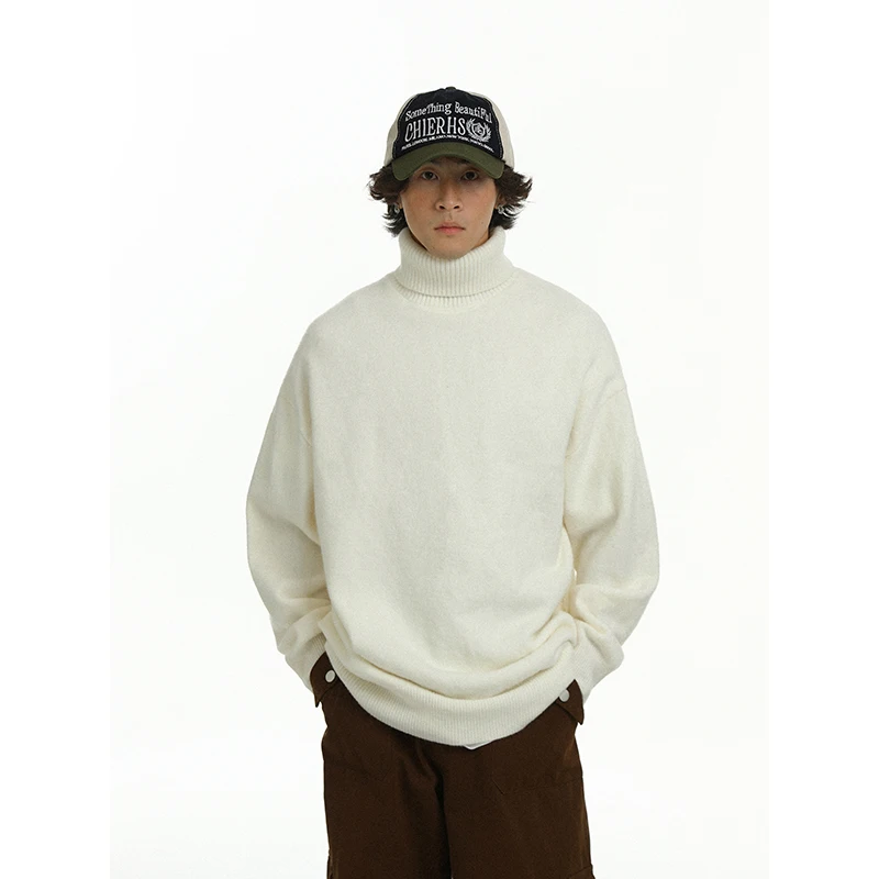 سترة محبوكة سميكة للخريف والشتاء للرجال بياقة عالية، النسخة الكورية العصرية، مشهد غير رسمي، بلوفرات مادة أخرى