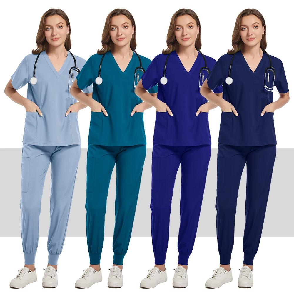 Effen Kleur Schoonheidssalon Verpleeguniform Joggingbroek Spa Uniform Huisdierenarts Scrubs Vrouwen Uniform Tandarts Werkkleding