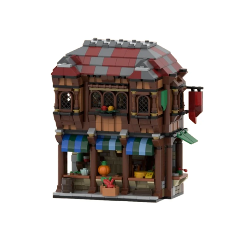 Spot small particle MOC-177014 medieval street view house building series puzzle DIY creative toy model decoration holiday gift