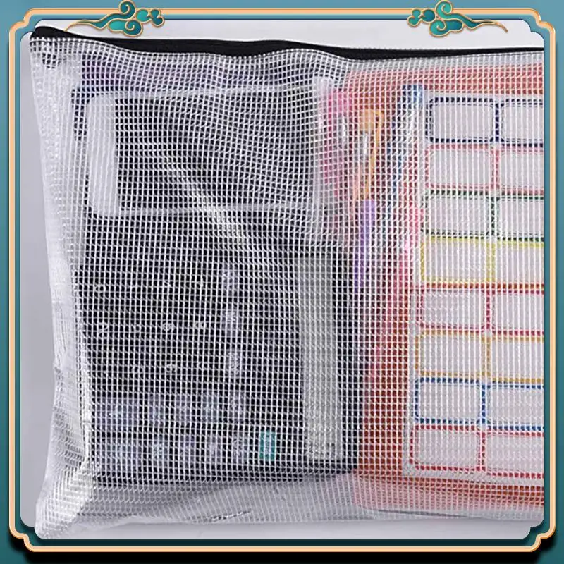 ABJG-60PCS A3 Folder, Information Zipper Bag Plastic Wallet Mesh File Bag Zipper Bag Zipper Wallet