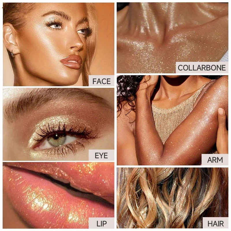 Bâton de surligneur en poudre dégradée, fard à joues scintillant, paillettes d'ombrage, surligneur de maquillage éclaircissant