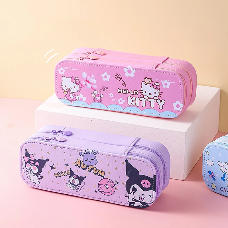 Imagem -02 - Grande Capacidade Lápis Case dos Desenhos Animados Double Layer Pen Box Bolsa de Lápis Kawaii Criativo Material Escolar Papelaria Presentes