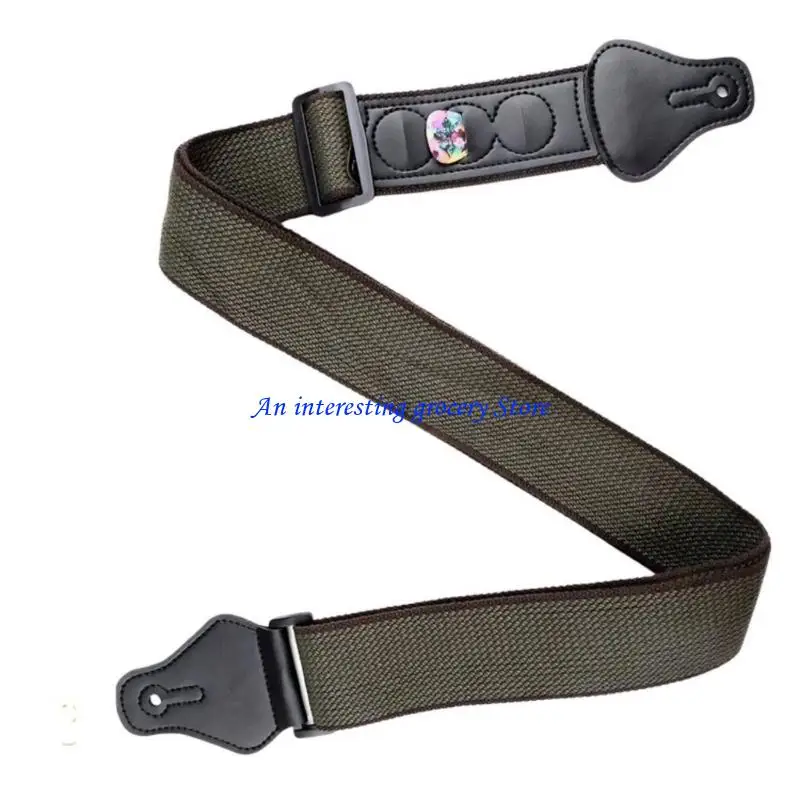 652D Verstellbarer Gitarrengurt mit Plektrumhalter für Gitarrenbass, 5,1 Breite, bequemer Gitarren-Schultergurt aus Baumwolle – Detail 3