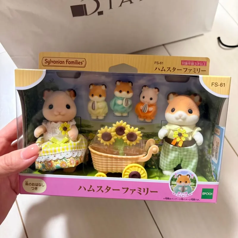 2026-new-arrival-sylvanian-families-genuine-hamster-family-plush-doll-sunflower-theme-pretend-play-toy-collectible-figurine-set