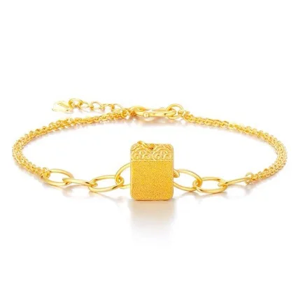 AU750 gold bracelet necklace 999 safe and sound brand bracelet square brand pure gold 24K bracelet perfect gift