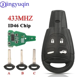 jingyuqin 4 Buttons Smart Remote Car Key Fob 434Mhz ID46 For SAAB 93 95 9-3 9-5 WF Replacement Remote Key LTQSAAM433TX