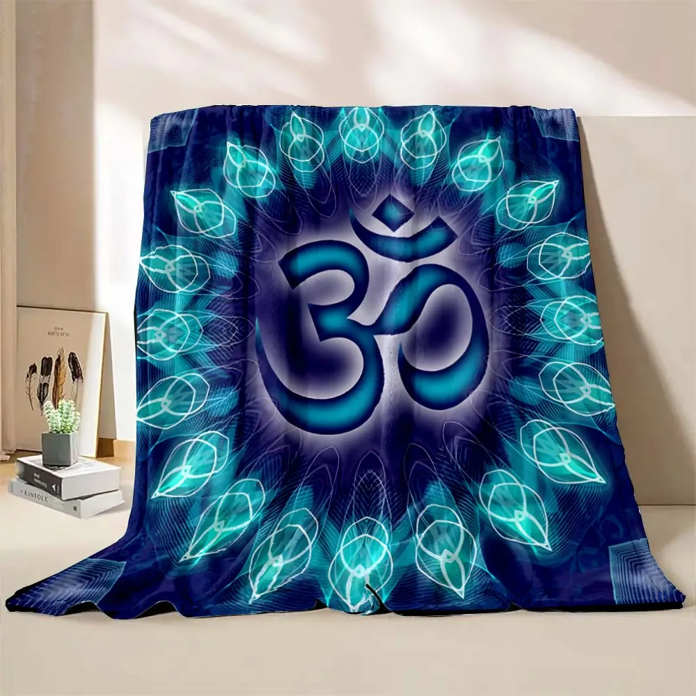 

6 Sizes Indian Yoga Om symbol Printed believer Blanket Warm Soft and Comfortable Home Travel Blanket Sofa Bedding Cover Blanket