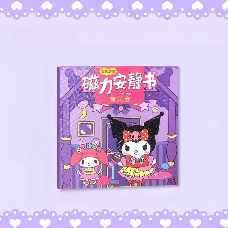 Sanrio Hello Kitty Magnet Quiet Book, Adesivos dos desenhos animados, Brinquedos educativos artesanais, Presentes DIY para crianças, Kulomi Canela Cão