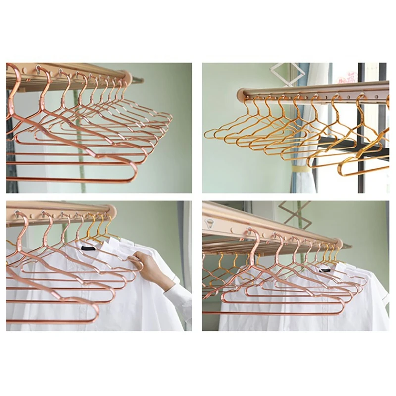 Promotion! 10Pcs Coat Hanger Aluminium Alloy Clothes Hanger Anti Slip Metal Drying Rack Hanger With Notches Clothing Hangers